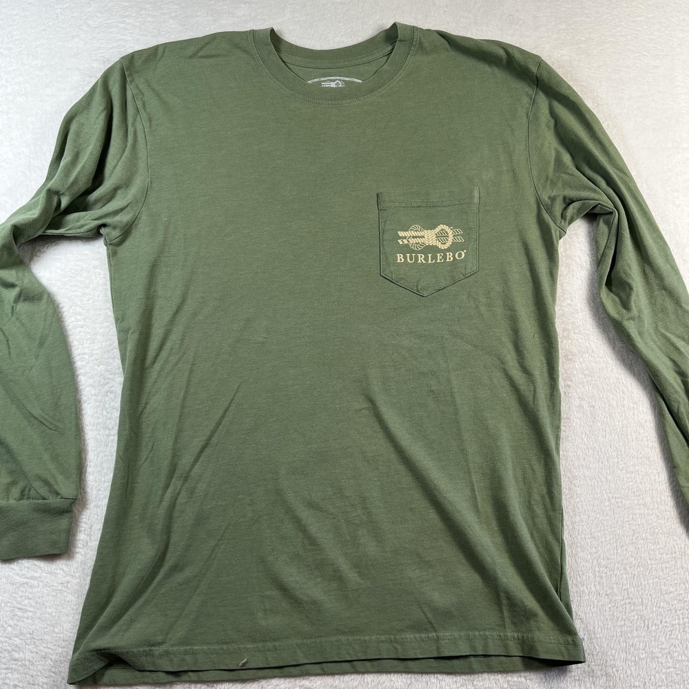 Burlebo Shirt Mens Medium Green Hunting Dog Graphic Explore Long Sleeve Tee